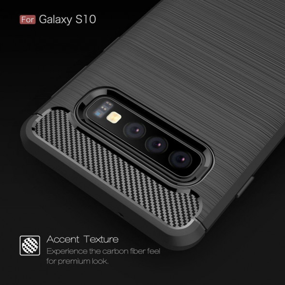 Чехол Carbon Fibre для Samsung Galaxy S10 (черный)