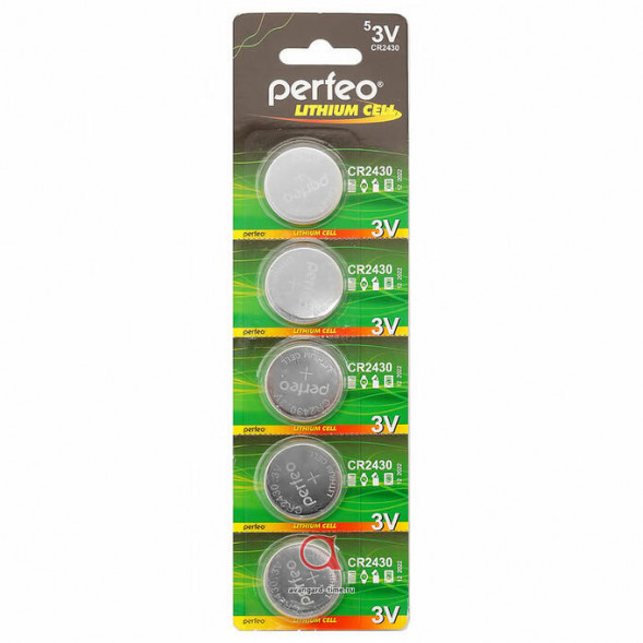 Батарейка Perfeo CR2430-5BL Lithium Cell 3В (5/100/600)