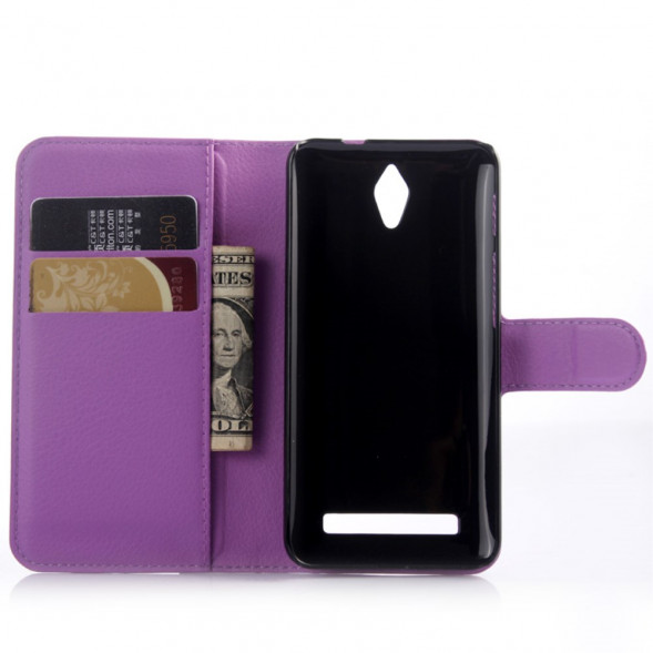 Чехол книжка с визитницей для Asus ZenFone C (ZC451CG) (Фиолетовый)
