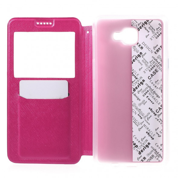 Чехол с окном информации для Samsung Galaxy A9 (2016) (Малиновый)