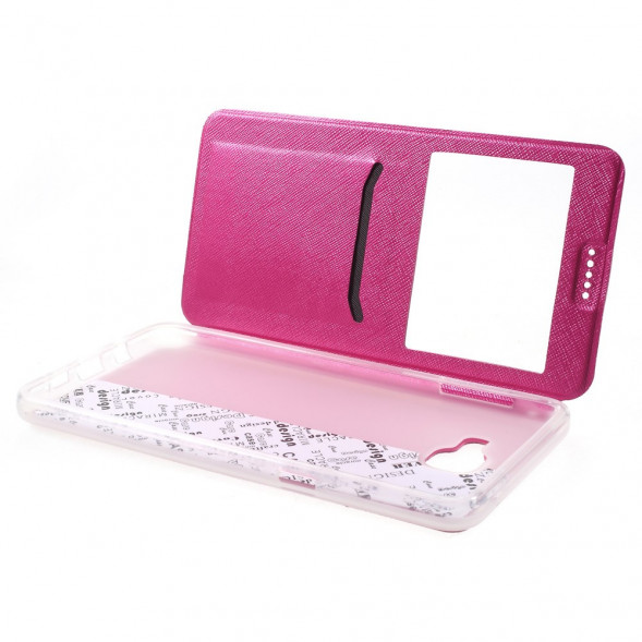 Чехол с окном информации для Samsung Galaxy A9 (2016) (Малиновый)