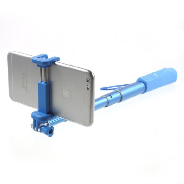 Монопод с кнопкой и беспроводной связью Bluetooth JQ8 для iPhone, Samsung, GoPro камеры (Голубой)