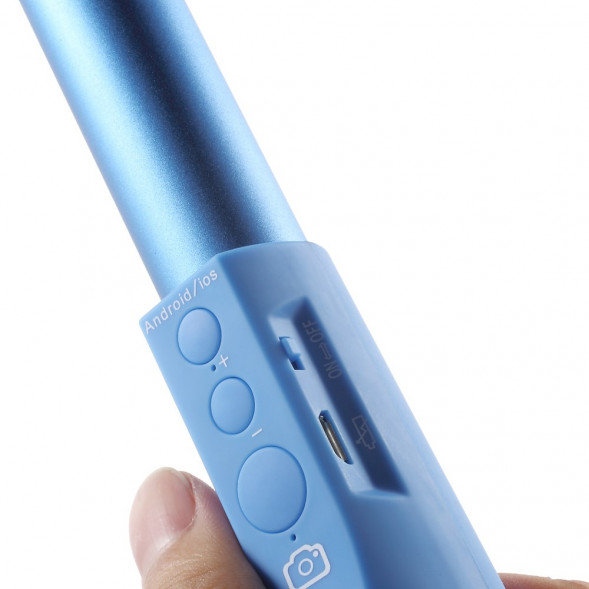 Монопод с кнопкой и беспроводной связью Bluetooth JQ8 для iPhone, Samsung, GoPro камеры (Голубой)