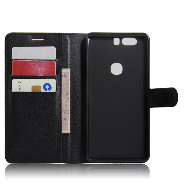 Чехол книжка с визитницей для Huawei Honor V8 (черный)