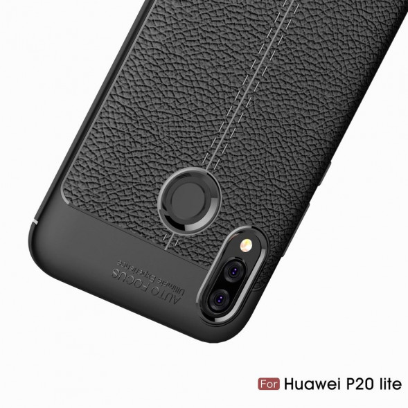 Чехол накладка Litchi Grain для Huawei P20 Lite / nova 3e (черный)