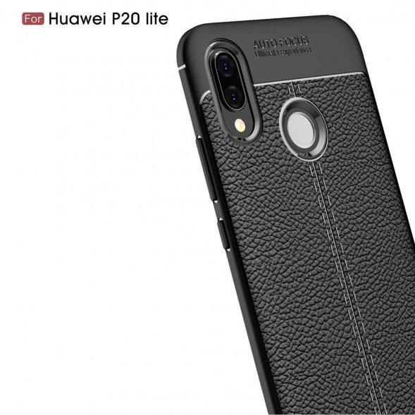Чехол накладка Litchi Grain для Huawei P20 Lite / nova 3e (черный)