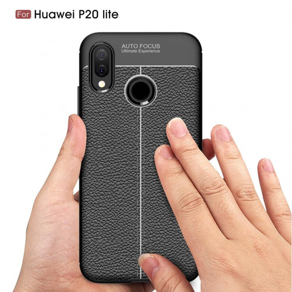 Чехол накладка Litchi Grain для Huawei P20 Lite / nova 3e (черный)