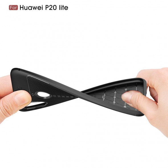 Чехол накладка Litchi Grain для Huawei P20 Lite / nova 3e (черный)