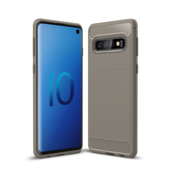 Чехол Carbon Fibre для Samsung Galaxy S10 (серый)