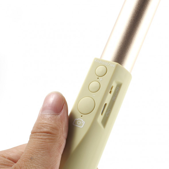 Монопод с кнопкой и беспроводной связью Bluetooth JQ8 для iPhone, Samsung, GoPro камеры (Золотистый)