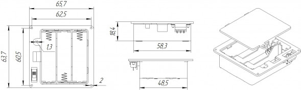 AAх3 switch 66х64х18mm Батарейный отсек с выключателем (белый)