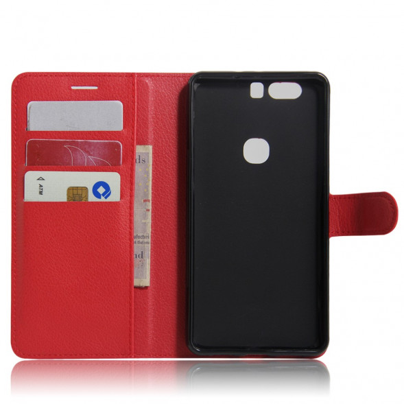 Чехол книжка с визитницей для Huawei Honor V8 (красный)
