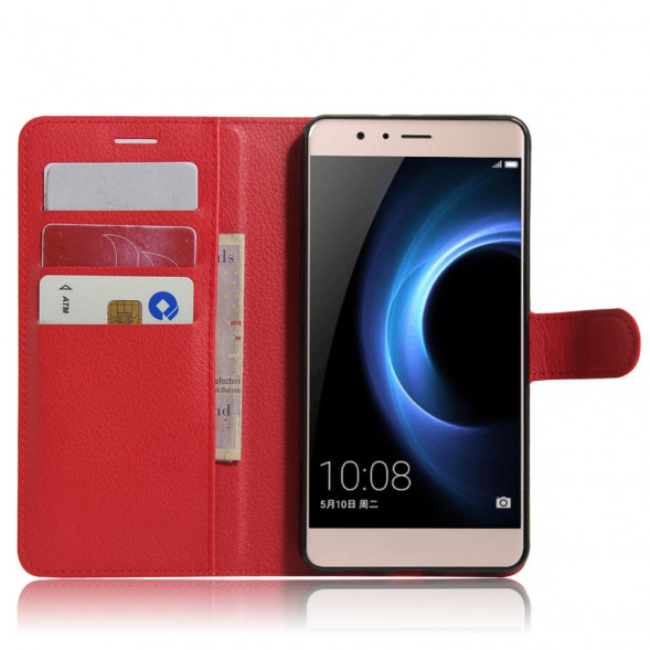 Чехол книжка с визитницей для Huawei Honor V8 (красный)