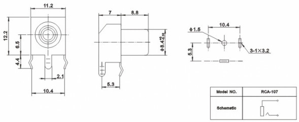 RCA-107 гн на плату (RS-101) гнездо на плату
