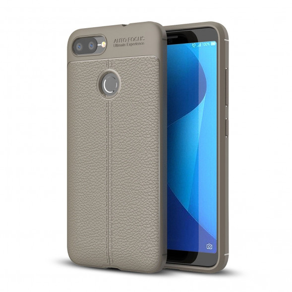 Чехол Litchi Grain для Asus ZenFone Max Plus M1 ZB570TL (серый)