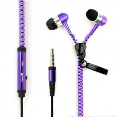 Гарнитура 3,5 - наушники вакуумные Mp3 Zip на молнии (фиолетовый)