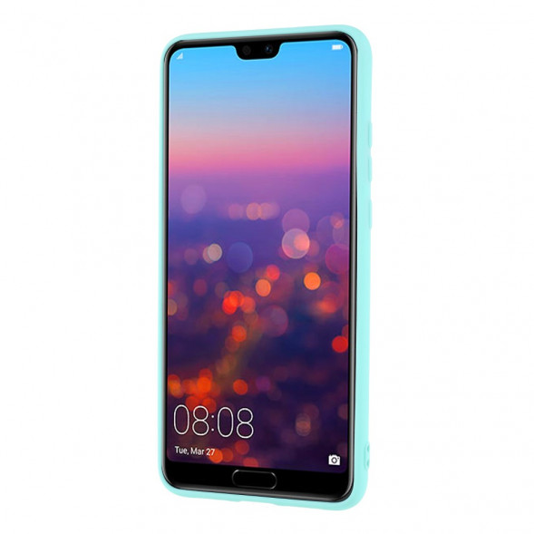 Матовый силиконовый чехол накладка для Huawei P20 (голубой)