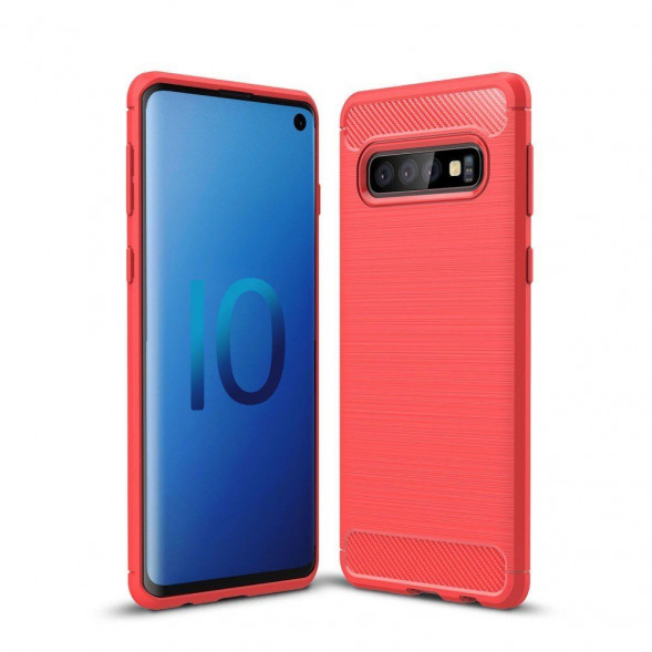 Чехол Carbon Fibre для Samsung Galaxy S10 (красный)