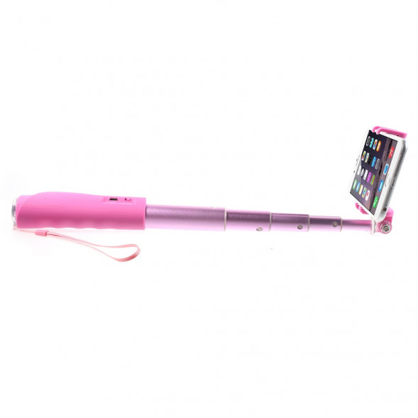 Монопод с кнопкой и беспроводной связью Bluetooth JQ8 для iPhone, Samsung, GoPro камеры (Розовый)
