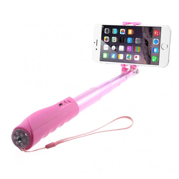 Монопод с кнопкой и беспроводной связью Bluetooth JQ8 для iPhone, Samsung, GoPro камеры (Розовый)