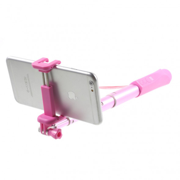 Монопод с кнопкой и беспроводной связью Bluetooth JQ8 для iPhone, Samsung, GoPro камеры (Розовый)