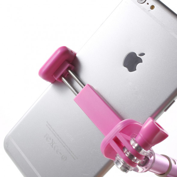Монопод с кнопкой и беспроводной связью Bluetooth JQ8 для iPhone, Samsung, GoPro камеры (Розовый)