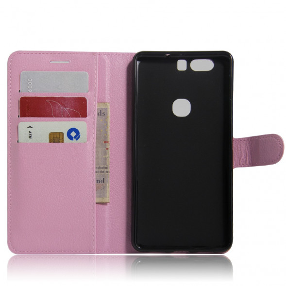 Чехол книжка с визитницей для Huawei Honor V8 (розовый)