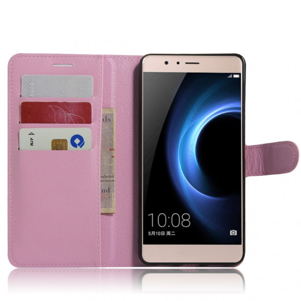 Чехол книжка с визитницей для Huawei Honor V8 (розовый)