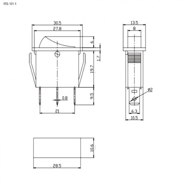 IRS-101-1C ON-OFF Переключатель клавишный (рокерный) серии IRS