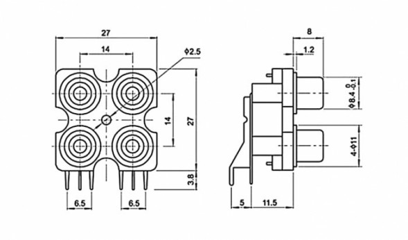RCA-407 PCB jack