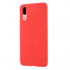 Матовый силиконовый чехол накладка для Huawei P20 (красный)
