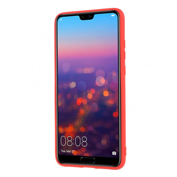 Матовый силиконовый чехол накладка для Huawei P20 (красный)