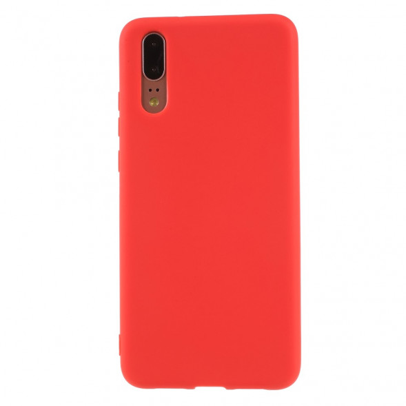 Матовый силиконовый чехол накладка для Huawei P20 (красный)