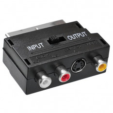 Адаптер аудио-видео BURO SCART (m) - 3хRCA (f) , S-VIDEO (f), черный