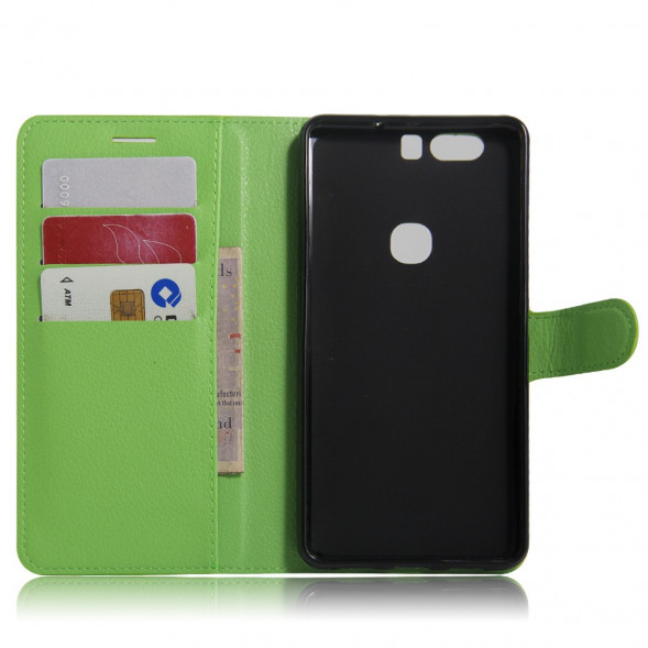 Чехол книжка с визитницей для Huawei Honor V8 (зеленый)