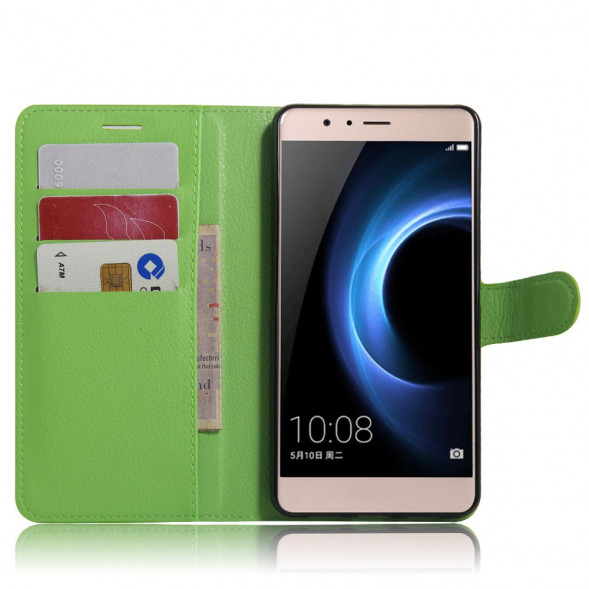 Чехол книжка с визитницей для Huawei Honor V8 (зеленый)