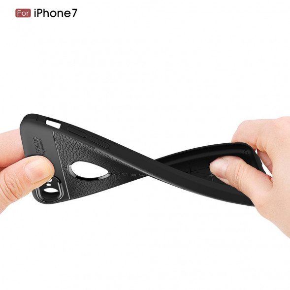 Чехол накладка Litchi Grain для iPhone 8 / iPhone 7 (черный)