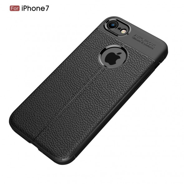Чехол накладка Litchi Grain для iPhone 8 / iPhone 7 (черный)