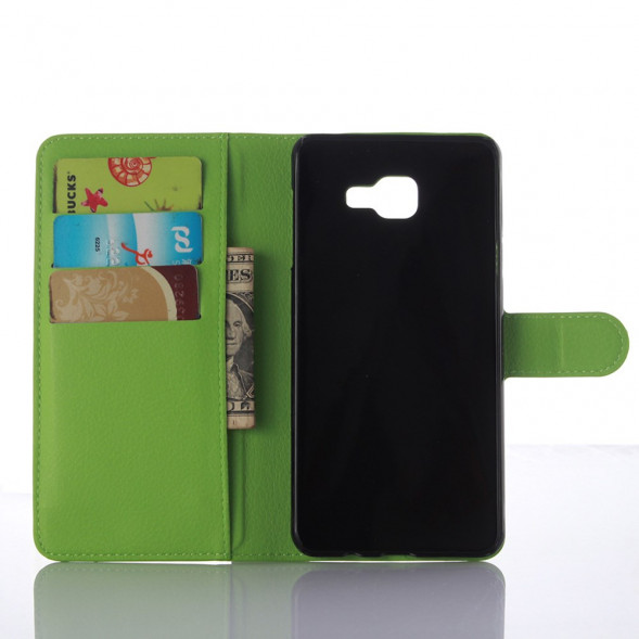 Чехол книжка с визитницей для Samsung Galaxy A7 (2016) SM-A710F (Зеленый)