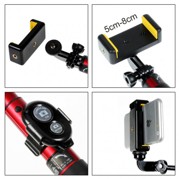 Монопод селфи H611  для камеры GoPro и смартфонов iPhone, Android - Samsung, HTC, LG, Sony (Красный)