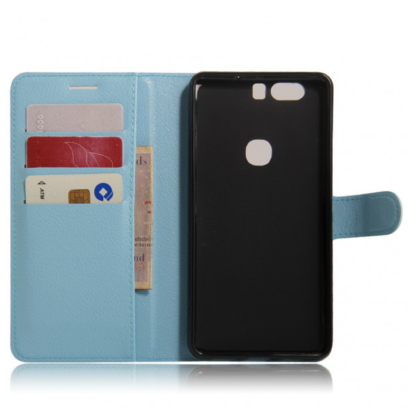 Чехол книжка с визитницей для Huawei Honor V8 (голубой)