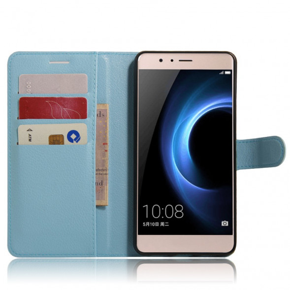 Чехол книжка с визитницей для Huawei Honor V8 (голубой)