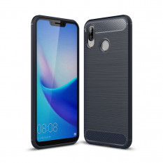 Чехол Carbon Fibre для Huawei Honor Play (темно-синий)