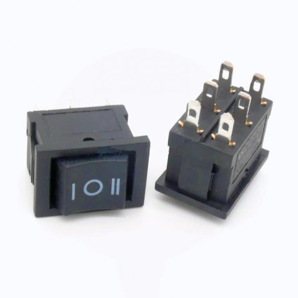 Переключатель ON-OFF-ON 6A 250VAC 6Pin (черная клавиша)