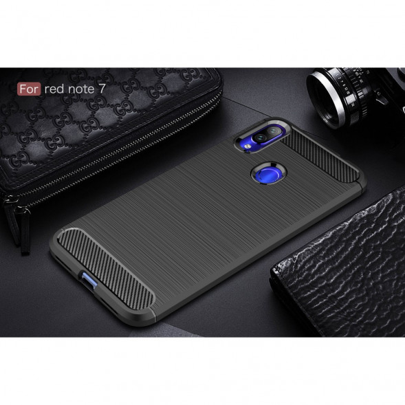 Чехол Carbon Fibre для Xiaomi Redmi Note 7, Redmi Note 7 Pro (красный)