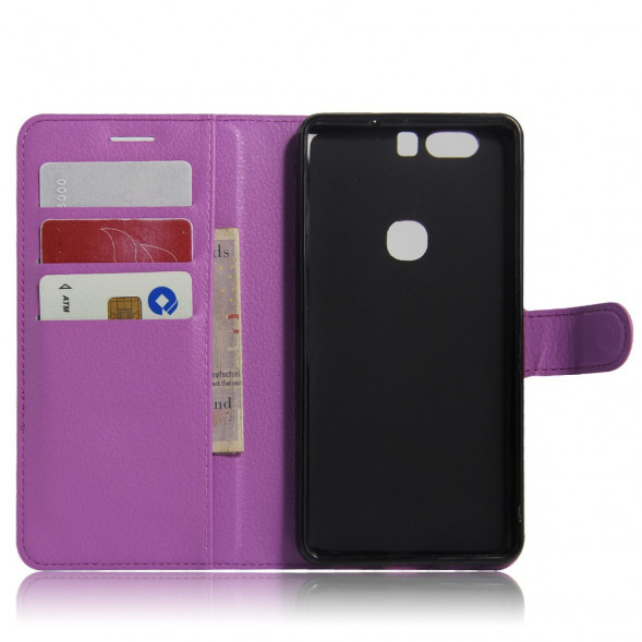 Чехол книжка с визитницей для Huawei Honor V8 (фиолетовый)