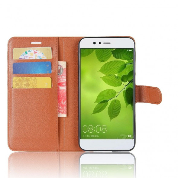 Чехол книжка с визитницей для Huawei Nova 2 (коричневый)