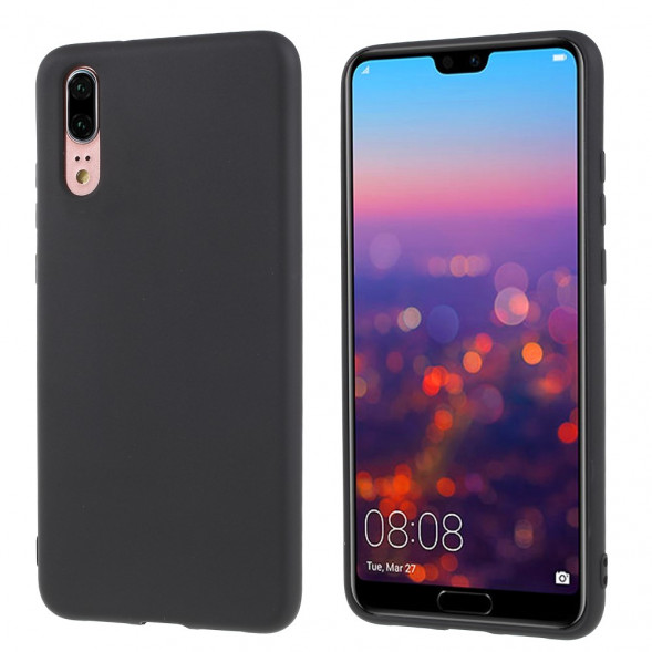 Матовый силиконовый чехол накладка для Huawei P20 (Черный)