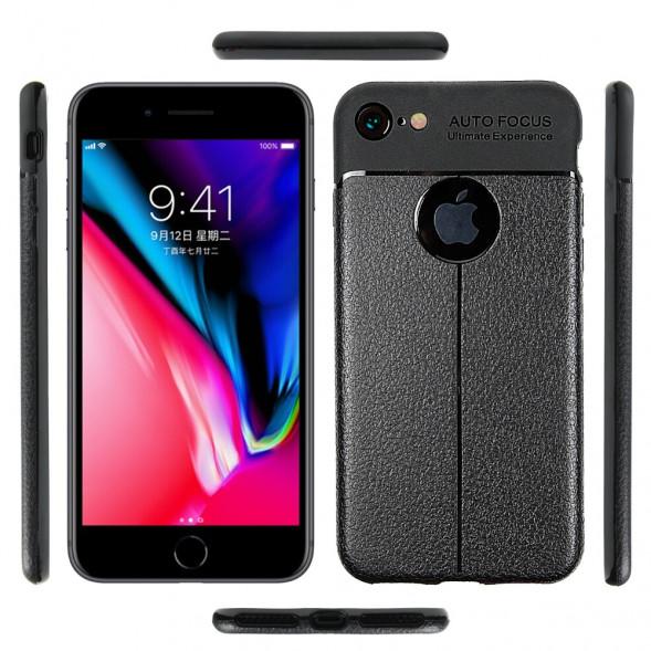 Чехол накладка Slim Litchi для iPhone 8 / iPhone 7 (черный)
