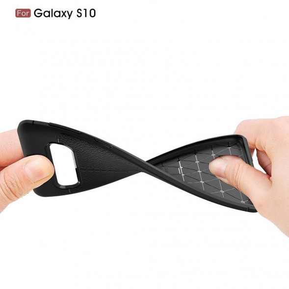 Чехол накладка Litchi Grain для Samsung Galaxy S10 (серый)